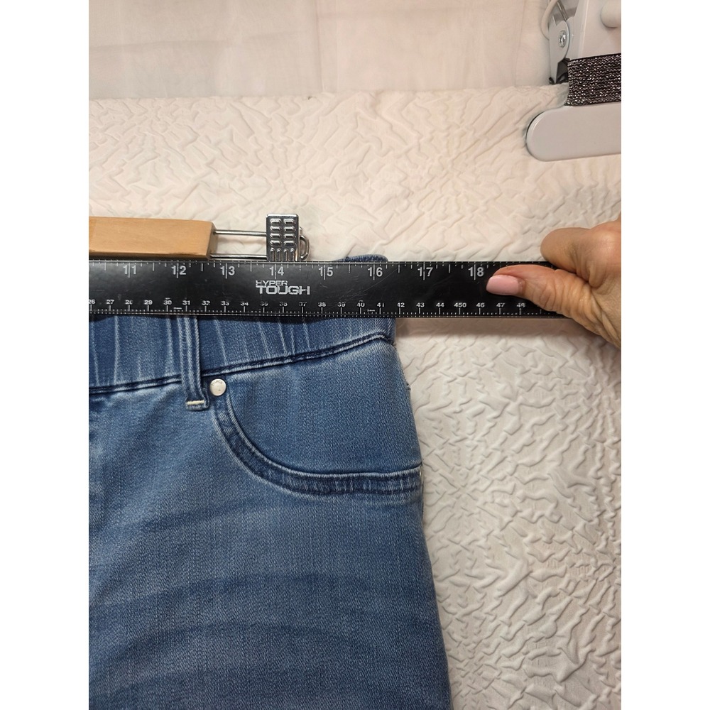 Quince Nina Pull on Stretch Flare Jeans Women Size L Laguna Blue Excellent Denim - Picture 5 of 12